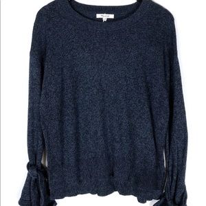 Navy blue Madewell sweater with tie sleeves